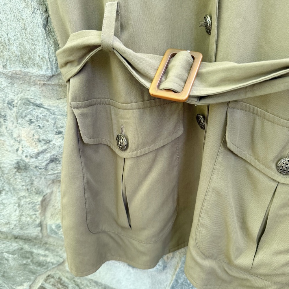 Vintage 90s Safari Vibes Khaki Sleeveless Button-Up Vest with Belt size 8 medium - Picture 5 of 8